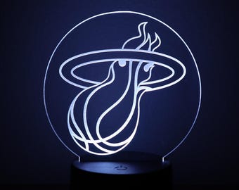 Desk Lamp LED, Acrylic Miami Heat Night Light with Remote Control