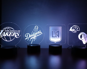 Los Angeles Teams, LED Stand, Color Changing, Table Desk Lamp,  3D Night Light  Lakers, Dodgers, LAFC, LA Galaxy
