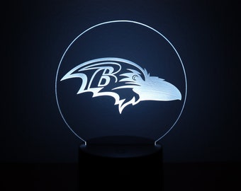 Baltimore Ravens LED Night Light, Football Fan Gift, Acrylic Lamp, Man Cave Decor