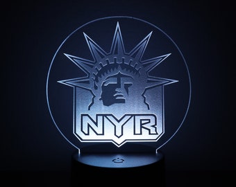 NHL Rangers LED Night Light: New York Hockey Team Stand