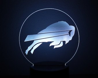 Acrylic Night Light, Buffalo Bills Engraved LED Lamp, Remote Color Changing