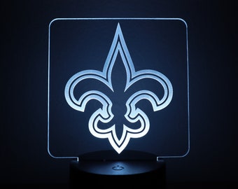New Orleans Saints LED Night Light, Football Fan Gift, Acrylic Lamp, Man Cave Decor