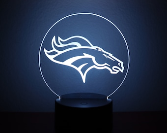 Denver Broncos LED Night Light, Football Fan Gift, Acrylic Desk Lamp, Man Cave Decor