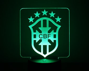 Brazil Soccer Acrylic LED Stand, Color Changing Night Light, Mundial de Futbol Decor