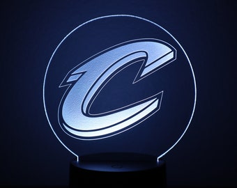 Cleveland Cavaliers LED Night Light, Basketball Fan Gift, Acrylic Lamp, Man Cave Decor