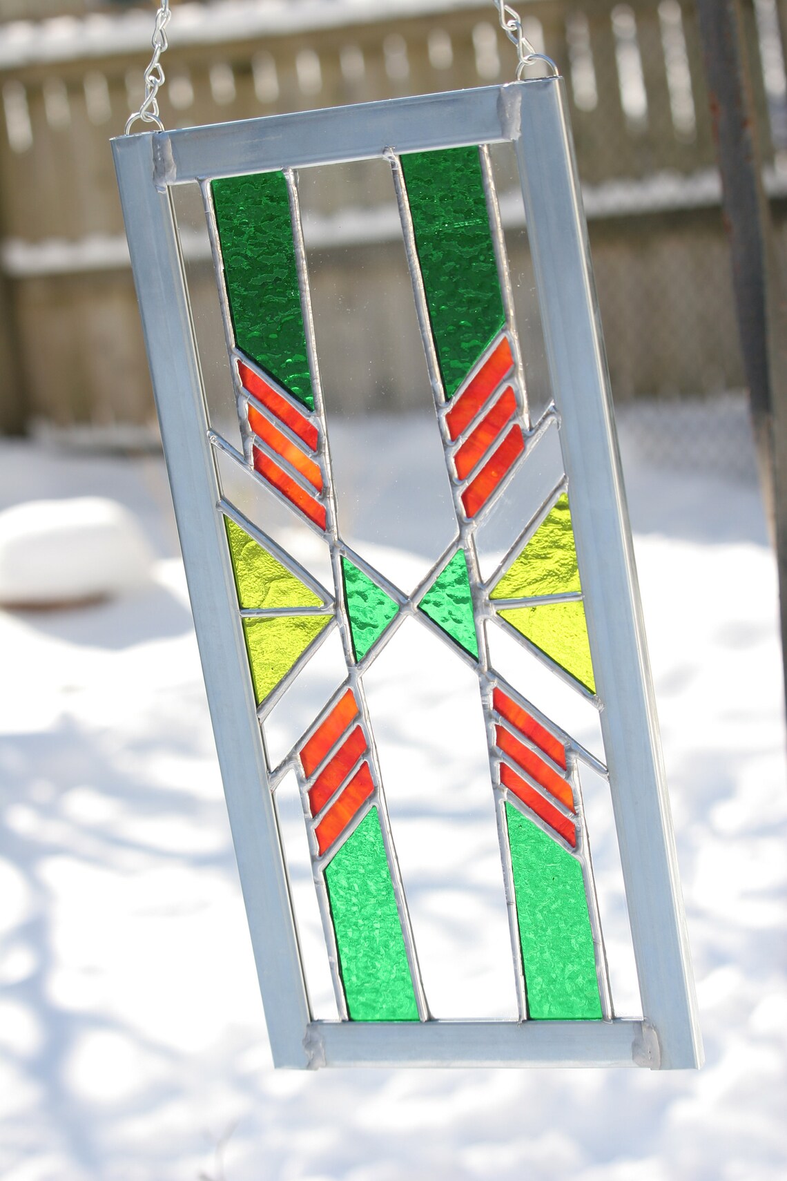 Art deco geometric stained glass suncatcher etsy