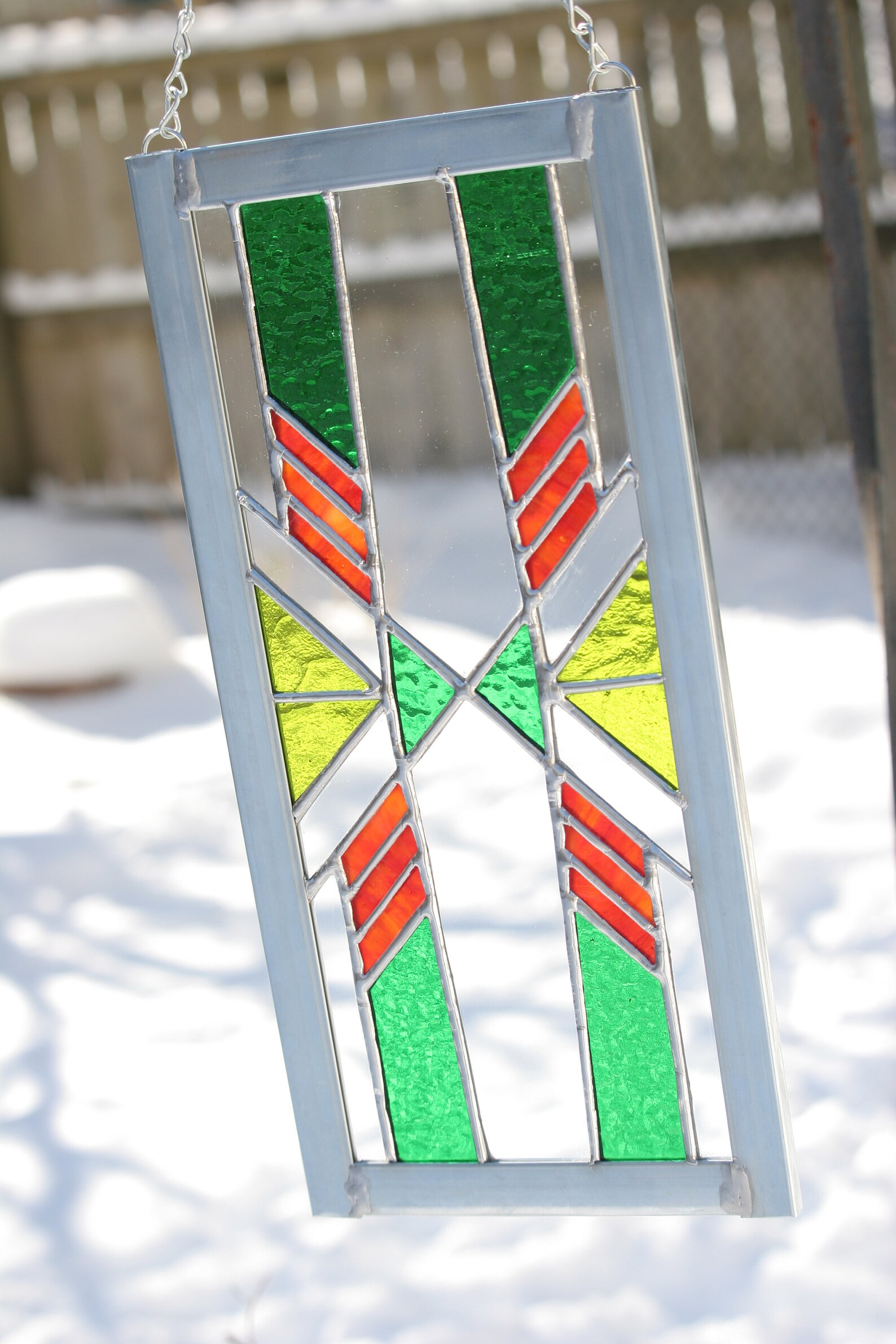 Art Deco / Geometric Stained Glass Suncatcher Etsy