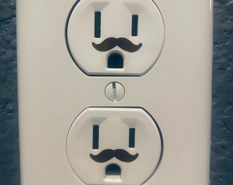Mustache Outlet Vinyl Decals | Fun Home Decor Stickers