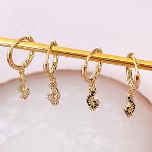 Orecchini pendenti con chiave di violino, orecchini a cerchio con note musicali placcati in oro per donna, orecchini con ciondolo a forma di chiave di violino, gioielli musicali, regalo per musicisti