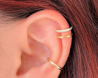 CZ helix earring, ear cuff no piercing, fake helix, Sterling Silver ear cuff, Gold plated ear cuff, cartilage earring, clip on earrings