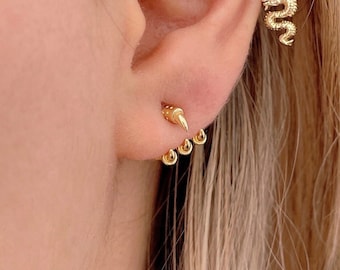 Gripping claw earring, ear jacket earrings in 925 Sterling Silver and Gold plated, double sided earring, huggie earrings, dragon earring set