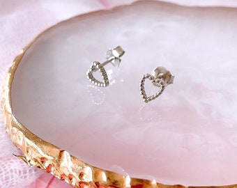 Heart stud earrings, hypoallergenic 925 Sterling Silver heart earrings, minimalist studs for women, lolita earrings, kawaii earrings
