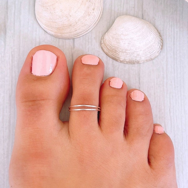Sottile anello per le dita a doppia fascia, anello per le dita regolabile in argento sterling 925, anello per le dita delicato, anello per le nocche minimalista, anello per il mignolo, gioielli per i piedi