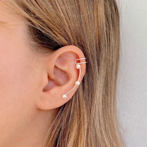 Pendiente helix de perlas sin agujero para cartílago de Plata de Ley, ear cuff cartílago, pendientes sin perforación, piercing falso helix