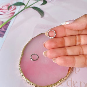 Aros pequeños y lisos en Plata de Ley 925 y baño de Oro, pendientes para lóbulo y cartílago de la oreja, aretes lisos unisex