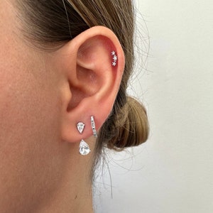 Sterling Silber Tear Drop CZ Ohrstecker Jacke, Vorderseite Rückseite Birnenförmige Ohrringe für Frauen, Gold doppelseitige Ohrringe, elegante Two-Way-Ohrring