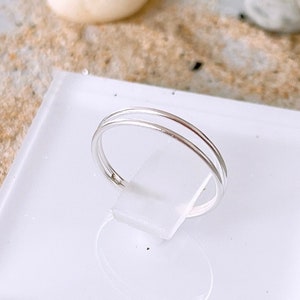 Anillo de pie ajustable doble bandas finas de Plata de Ley 925, anillo ajustable, anillo de meñique, anillo de nudillo, joyería de pie imagen 6