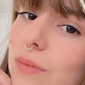 Minimalistischer Septum Ring kein Piercing nötig, 925 Silber Fake Nasenring, Fake Septum Piercing, Gold Ring, Fake Septum Schmuck
