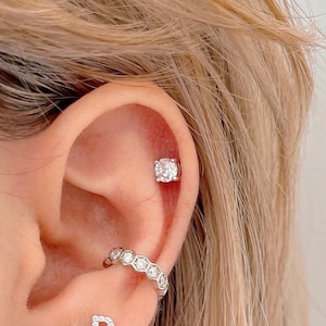 CZ conch piercing, 925 zilveren helix piercing, oorpiercing, vergulde schroefoorbellen, kraakbeen piercing, elegante kristallen oorbellen