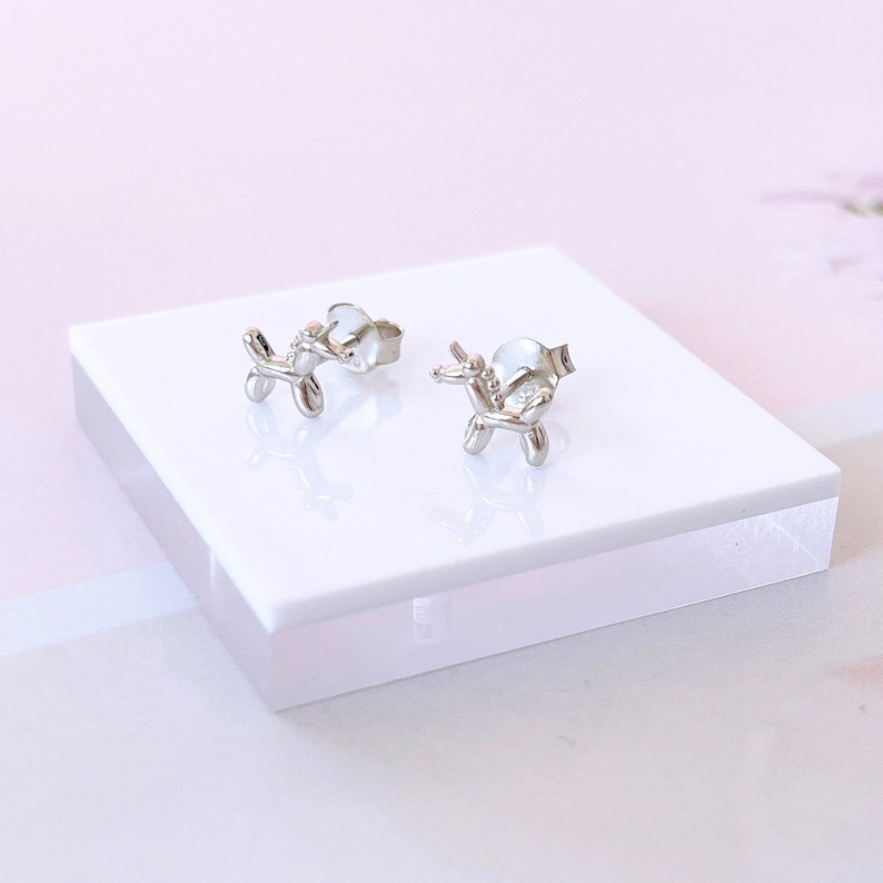 Funky balloon unicorn earring, quirky unicorn studs, Sterling Silver mythical animal post earring, Gold plated unicorn jewelry, gift for her image 6