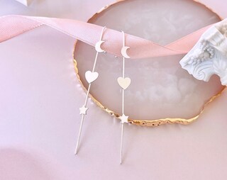 Set Da 5 Orecchini A Stella E Cuore In Argento 925 Con Zirconi, Idea Regalo Per Ragazze E Donne