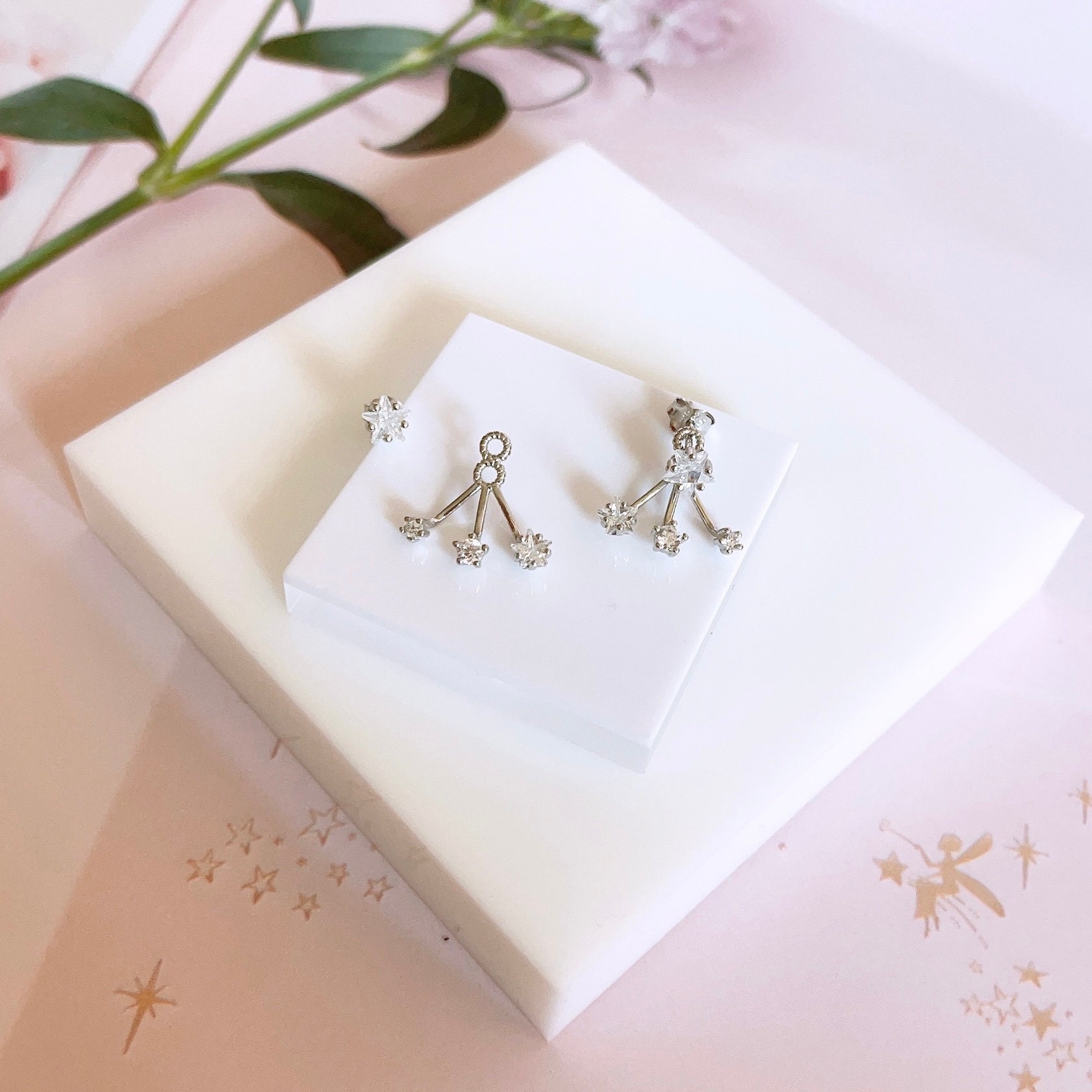 Orecchini Doppi Argento 925 Personalizzati - Stella E Cerchio Con Nome - Gioiello Moda Regalo Donna Con Confezione - 6