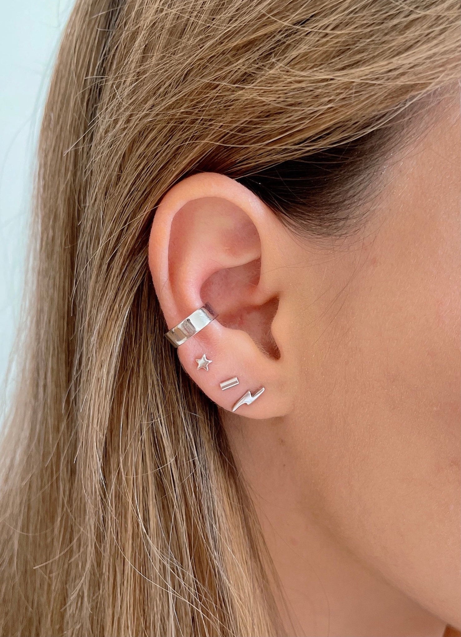 Thick Ear cuff no piercing Sterling Silver ear cuff Chunky Etsy