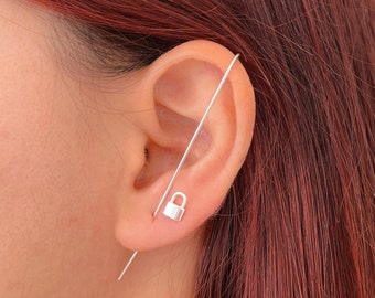 Tiny padlock stud earrings, Sterling Silver lock earrings, cartilage studs, earrings set, huggie lock stud earrings, padlock huggies