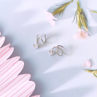 Orecchini A Spirale In Argento Sterling 925 - Cerchio Doppio Torsione Minimalista Con Zirconi - Regalo Donna