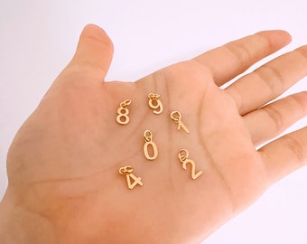 Number Charm in Sterling Silver, Gold plated number charm, Number pendant, rhodium plated silver charm, beads, jewelry making