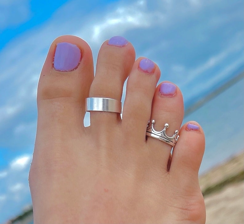 Sterling Silver 925 Adjustable wide toe ring, thick ring, midi ring, knuckle ring, pinky ring, minimalist ring, unisex toe ring zdjęcie 9