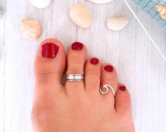 Boho wide band open toe ring, Sterling Silver 925 adjustable toe ring, ethnic oxidized knuckle ring, midi ring, pinky ring, foot jewelry