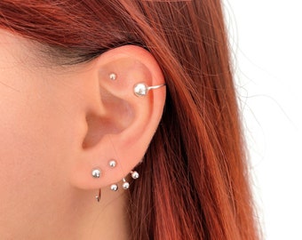 Helix ear cuff no piercing, 925 Silver conch earring, cartilage earring, fake helix piercing, ball helix earring, clip on earring, ear wrap