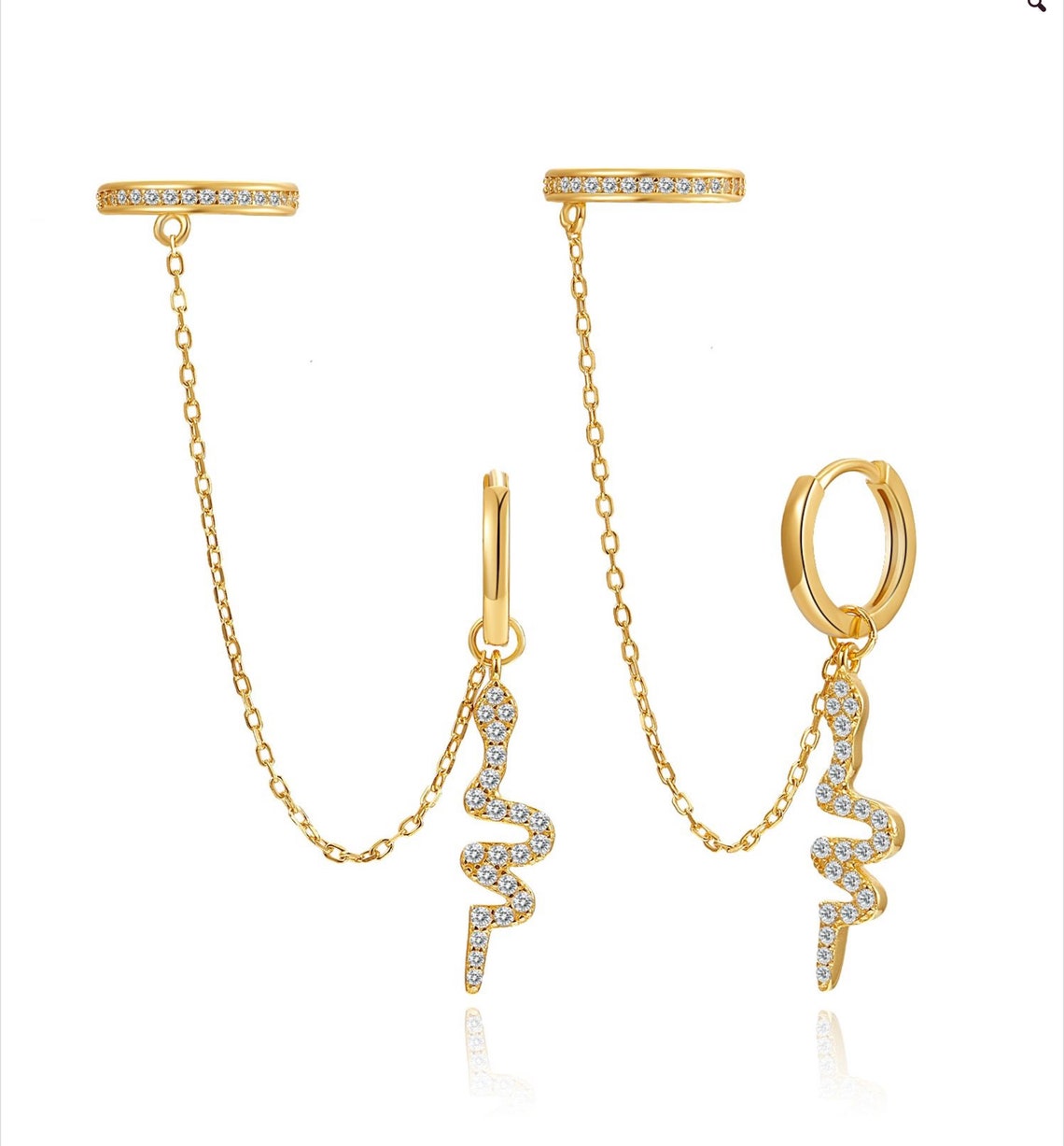 Snake chain earrings helix earring 925 Sterling Silver ear Etsy