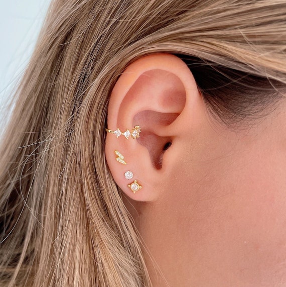 925 Sterling Silver Cubic Zirconia Earrings With Invisible Claws Tiny Stud Earrings Dainty Earrings Minimalist Earrings Cute Earrings Etsy Canada
