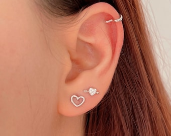 イヤリング TATIANA Silver 925 Emblem Heart One Touch Earrings EC1962 MUSINSA | TATIANA (Silver 925) One Side Heart Ribbon Earring