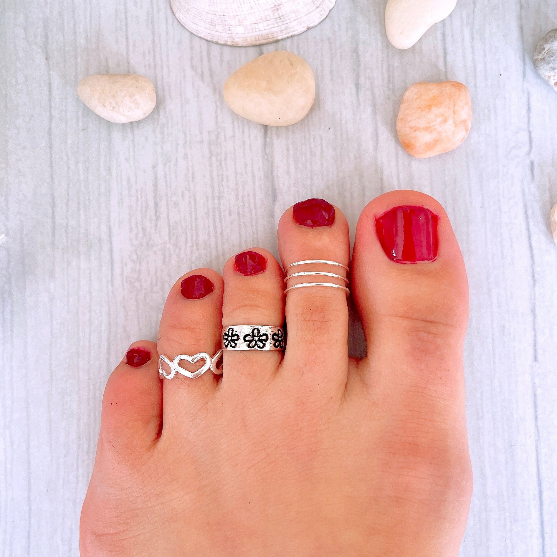 Daisy Ring, Adjustable Toe Ring, Sterling Silver Flower Ring