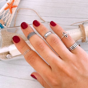 Anillo de pie ajustable doble bandas finas de Plata de Ley 925, anillo ajustable, anillo de meñique, anillo de nudillo, joyería de pie imagen 4