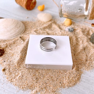 Anillo ancho de pie Plata de Ley 925, anillo triple banda ajustable, anillo abierto, anillo de meñique, anillo de nudillo, anillo unisex imagen 6