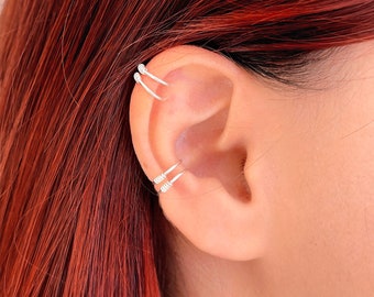 Manchette d'oreille hélix bohème sans piercing, boucle d'oreille conque argentée, faux piercing hélix, boucle d'oreille cartilage, boucle d'oreille hélice, boucle d'oreille à clip, enveloppement d'oreille