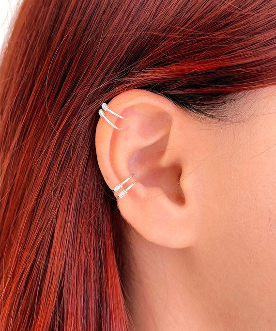 Brass Clip On Fake Flower Rose Cartilage Helix Fake Piercing Horseshoe Ear Cuff Brass Clip On Fake Flower Rose Cartilage Helix Fake Piercing Horseshoe Ear Cuff