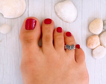 Adjustable Toe Ring Butterfly Ring, Sterling Silver Knuckle