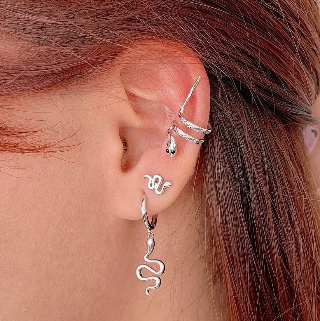 4 Earrings Set, Ear Cuff, Helix Earring, Cartilage Piercing in 925 Sterling  Silver and Gold Plated, Huggie Earrings, Ear Jacket Earring -  Norway