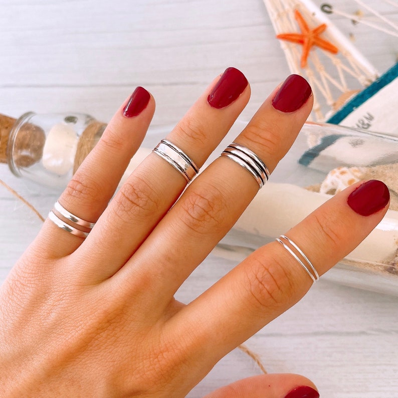 Anillo de pie ajustable doble bandas finas de Plata de Ley 925, anillo ajustable, anillo de meñique, anillo de nudillo, joyería de pie imagen 9