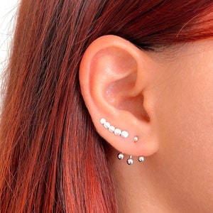 Pendientes de discos trepadores de Plata de primera Ley, pendientes innovadores, aretes de cartílago, joyería moderna, piercing helix