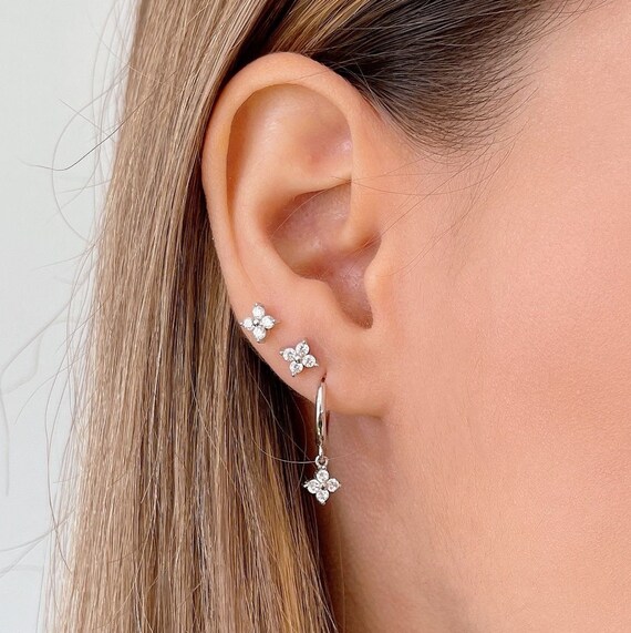 Sterling Silver CZ Flower 5mm Post Stud Earrings Sterling Silver CZ Flower 5mm Post Stud Earrings