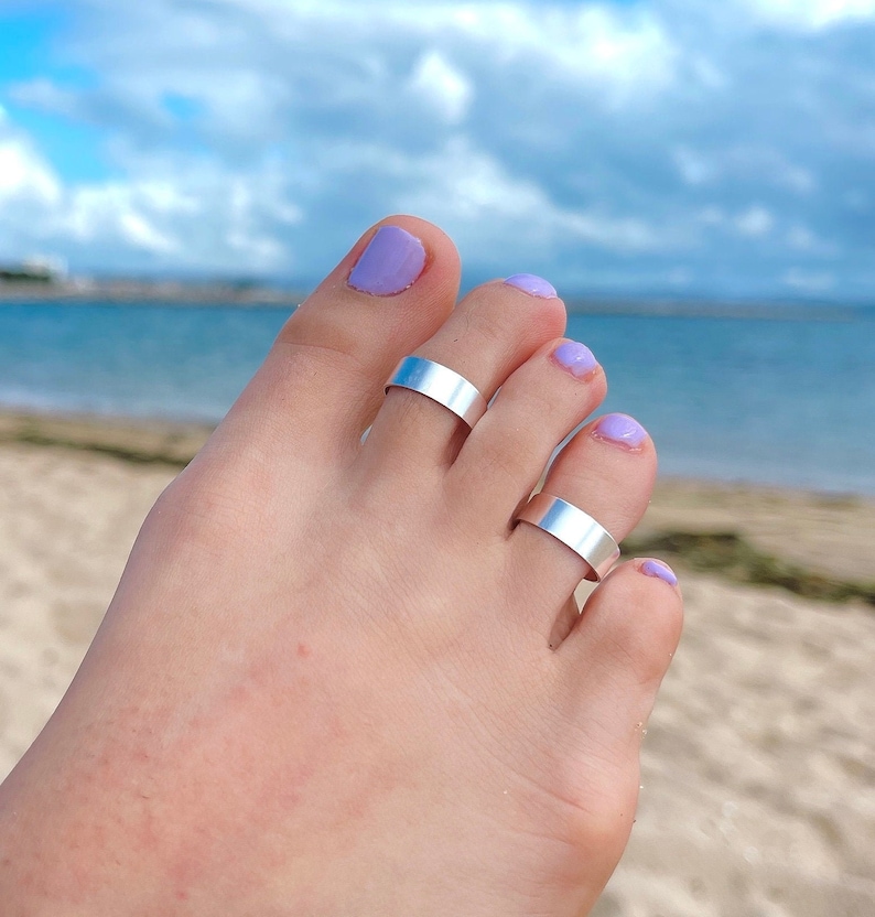 Sterling Silver 925 Adjustable wide toe ring, thick ring, midi ring, knuckle ring, pinky ring, minimalist ring, unisex toe ring zdjęcie 3