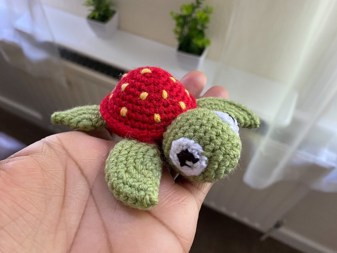 Handmade Small crochet turtle STRAWBERRY Etsy