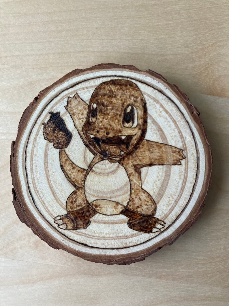 Cute Wood-Burned Charmander Coaster