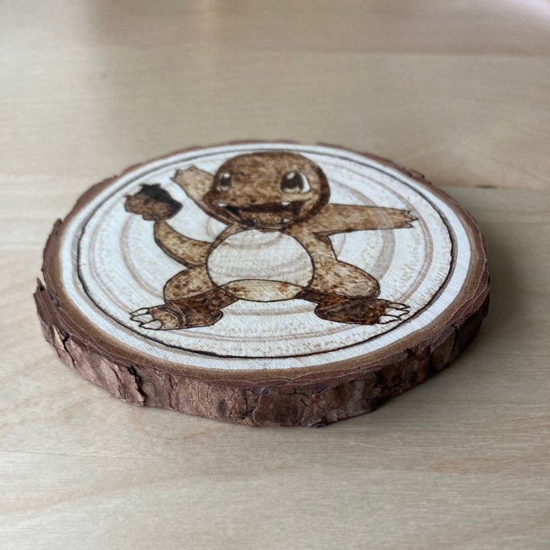 Cute Wood-Burned Charmander Coaster